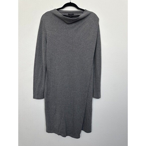COS Wrap Knee Length Cowl Neck Dress Gray Lagenlook Sheath Work Women's Medium - Picture 1 of 8